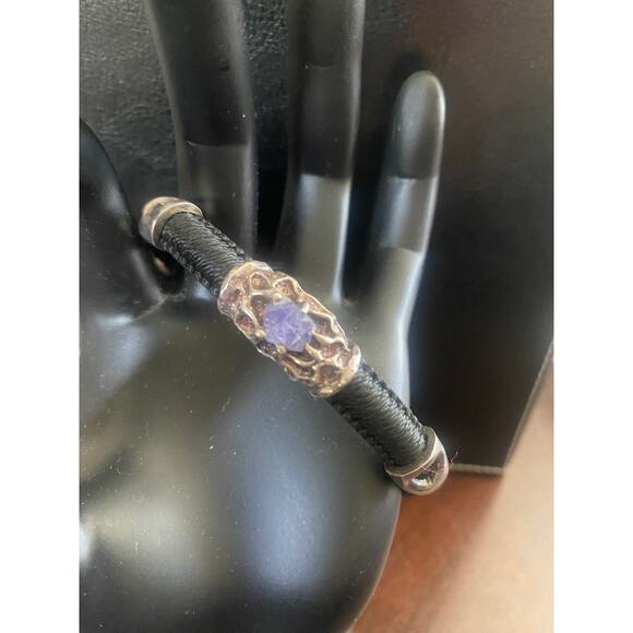 Black URU Bracelet Silver 925 With Rough Tanzanite Purple - Picture 8 of 9